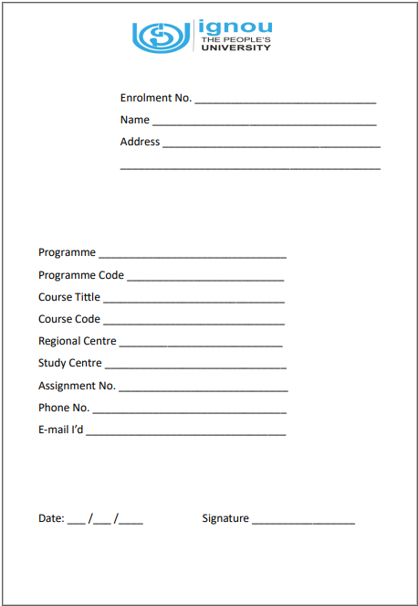 IGNOU Assignment Front Page