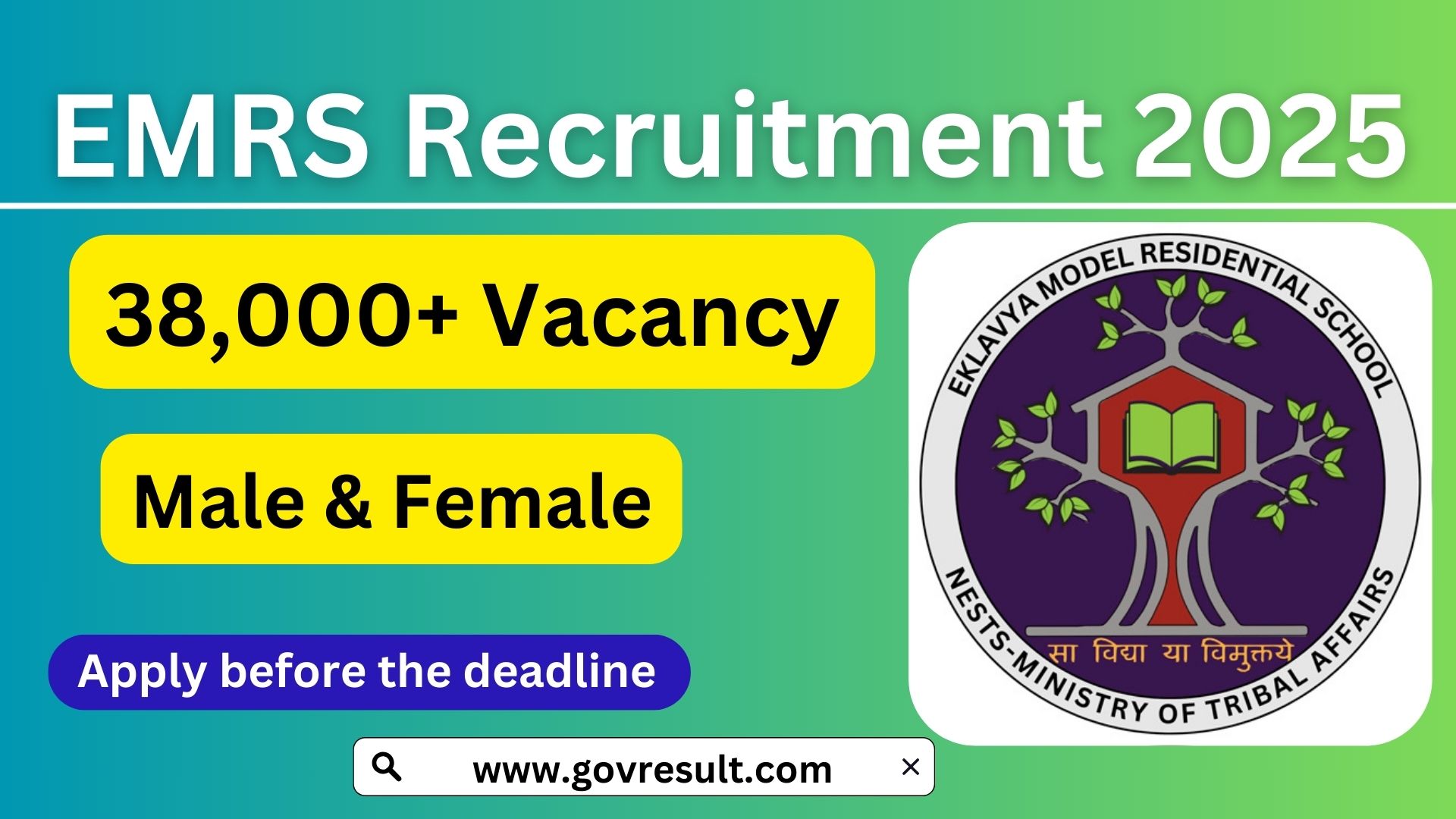 EMRS Recruitment 2025: A Golden Opportunity to Work with the Ministry of Tribal Affairs