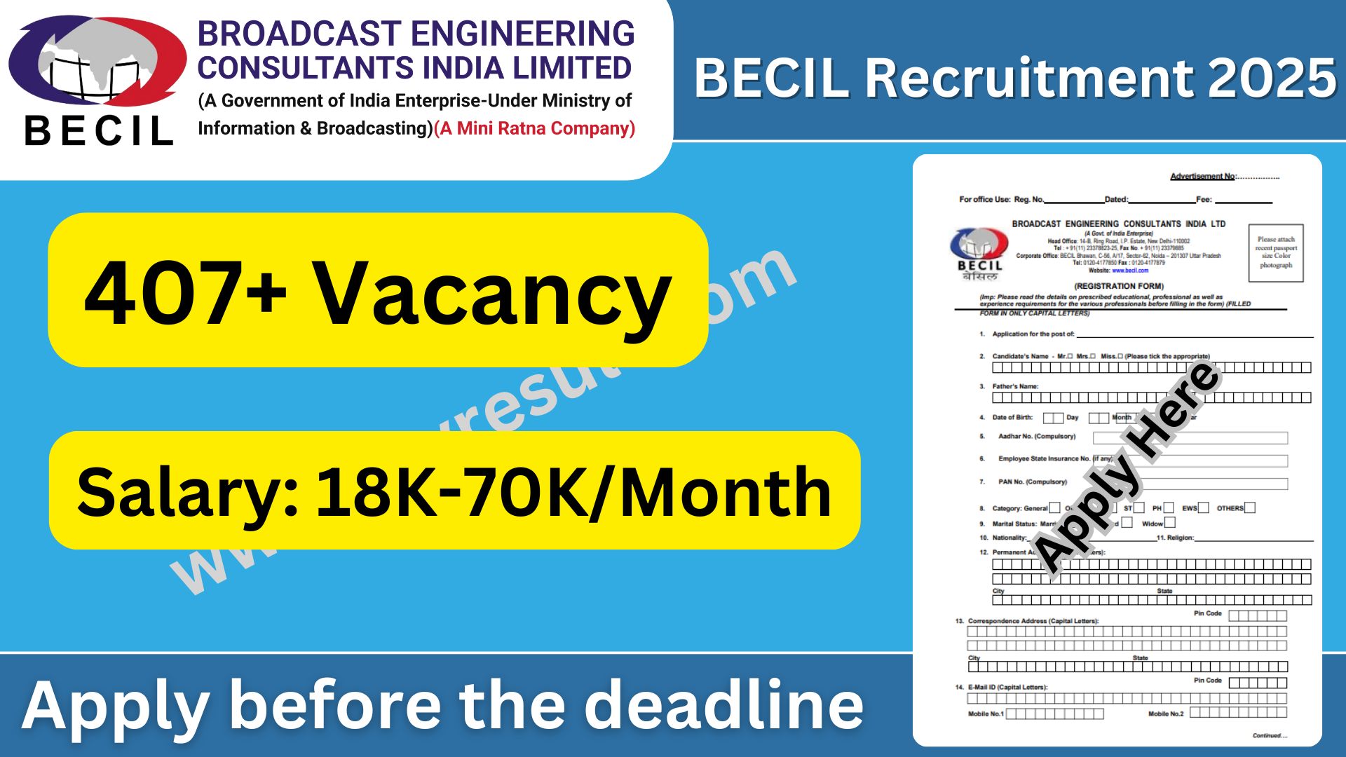 BECIL Recruitment 2025: Apply for 407 Posts