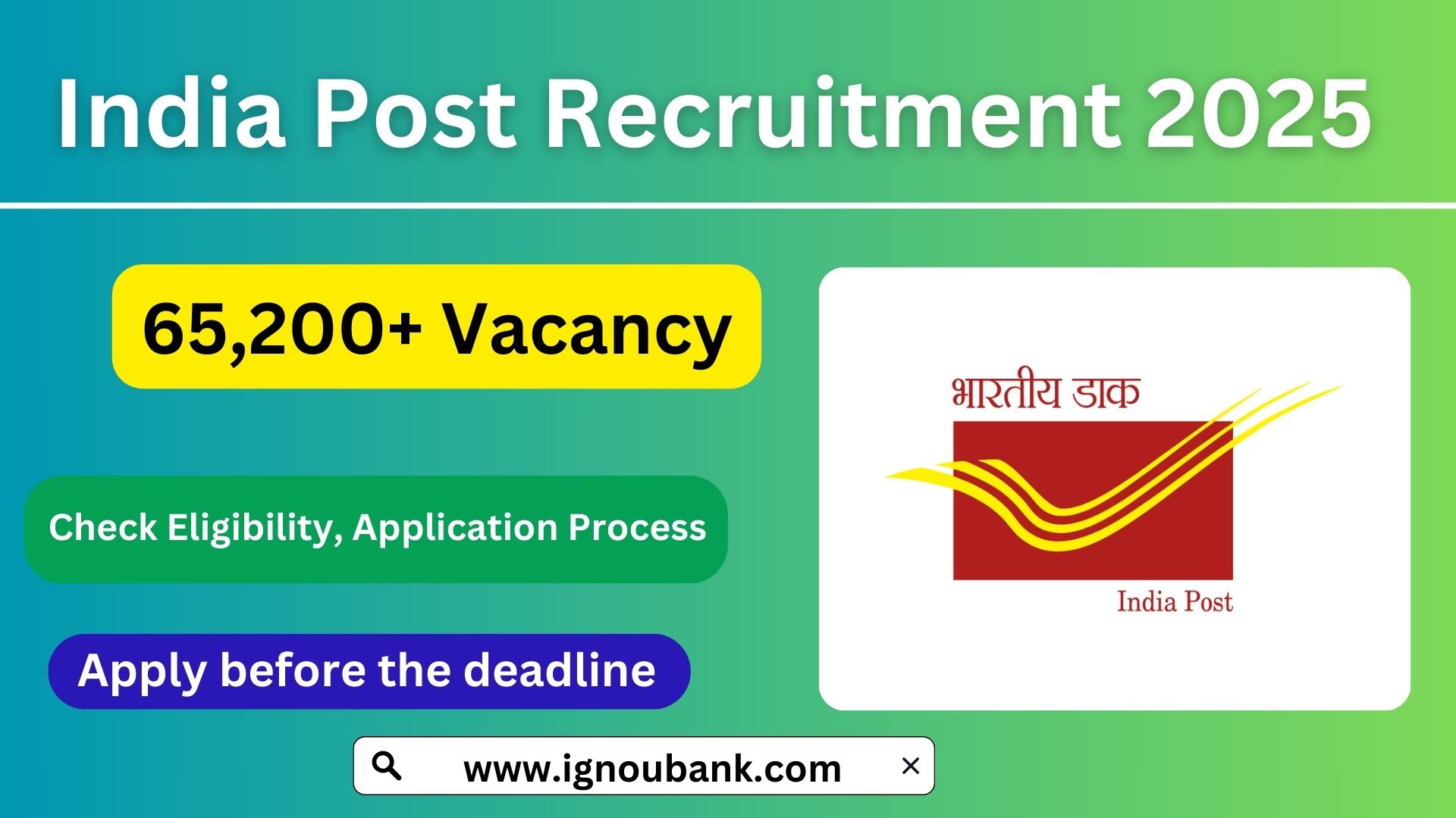 India Post Recruitment Apply Online for 65200 Gramin Dak Sevak GDS Vacancies