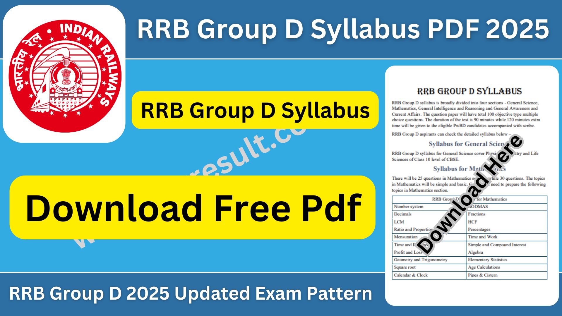 RRB Group D Syllabus PDF Download | RRB Group D 2025 Updated Exam Pattern
