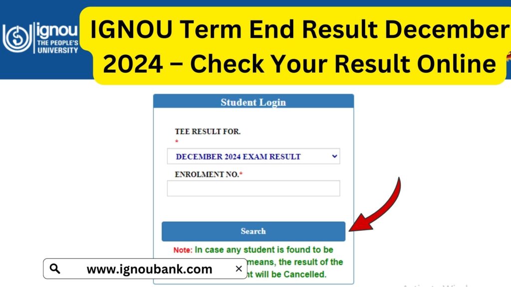 IGNOU Term End Result December 2024 – Check Your Result Online