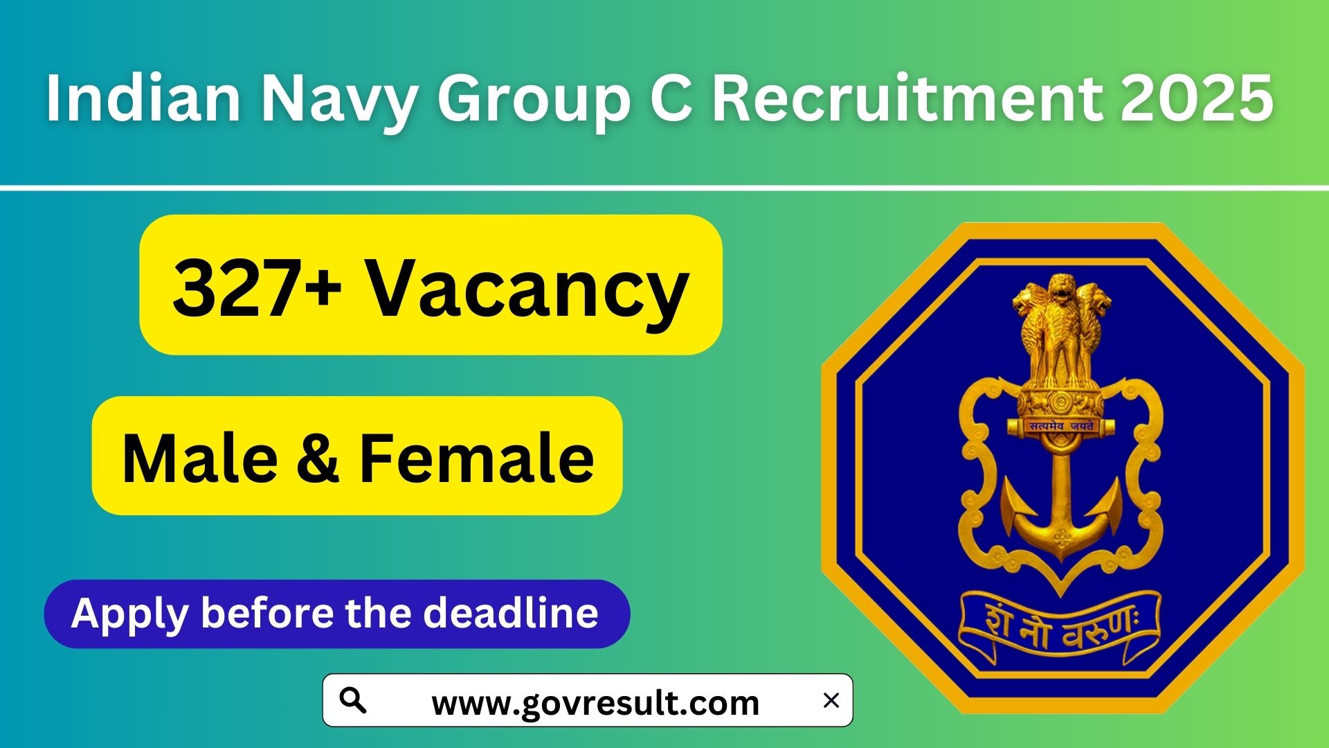 Indian Navy Group C Recruitment 2025: Apply Online for 327 Posts