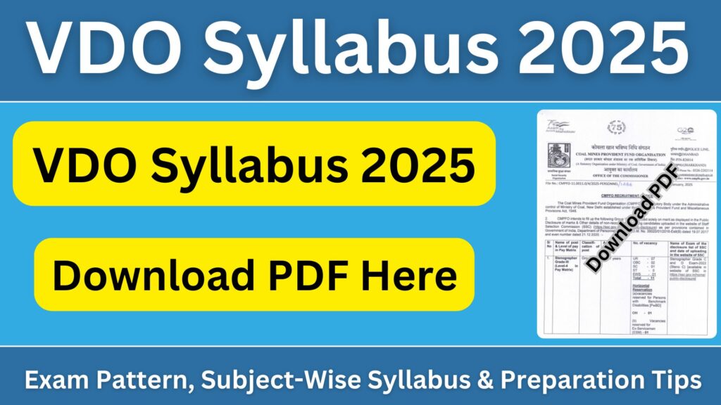 VDO Syllabus 2025 Exam Pattern, Subject-Wise Syllabus & Preparation Tips