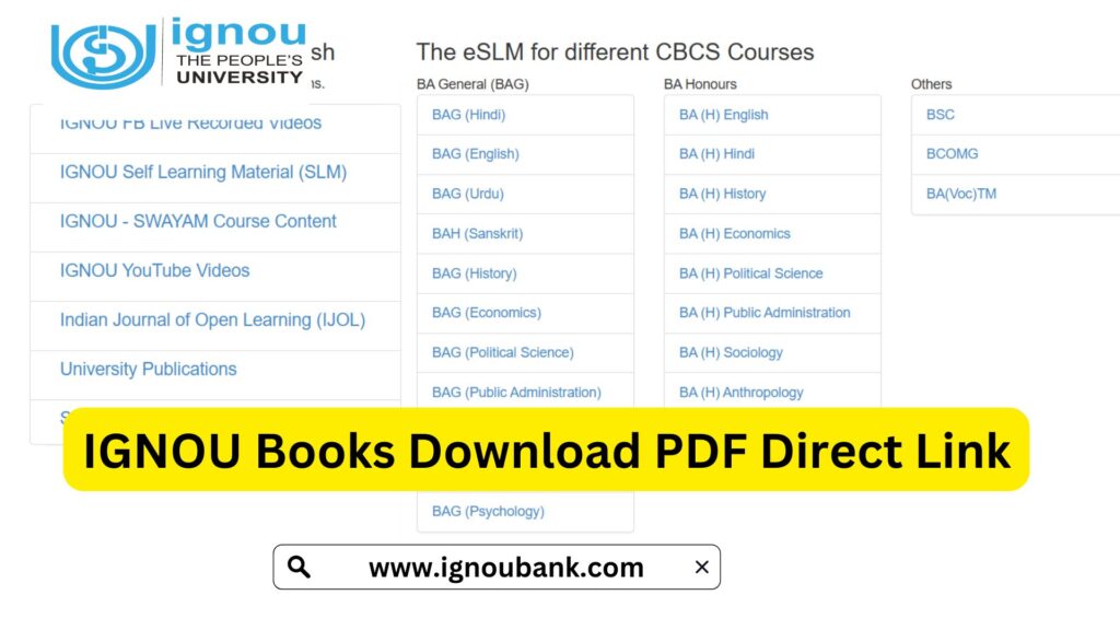 IGNOU Books Download 2025 – Free PDF eBooks for All Courses at egyankosh.ac.in