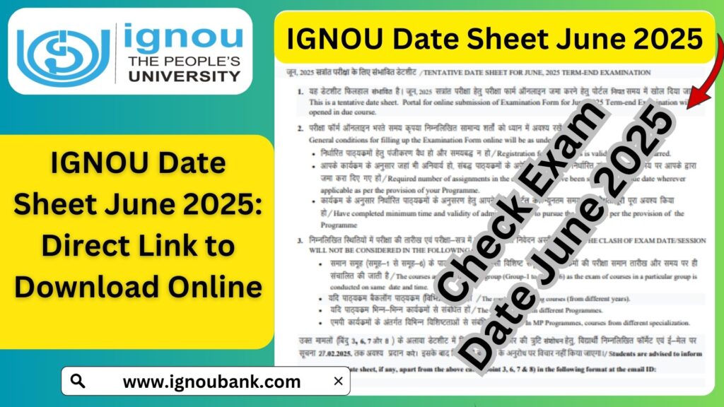 IGNOU Date Sheet June 2025: Direct Link to Download Online