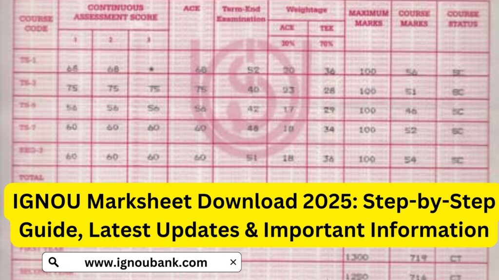 IGNOU Marksheet Download 2025: Step-by-Step Guide, Latest Updates & Important Information